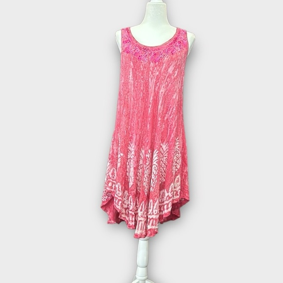 Shoreline Beach Cover Up Tie Dye Embroidered Sundress Pink L/XL - Picture 6 of 10
